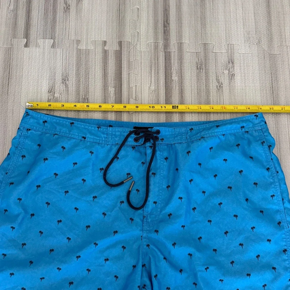 Banana Republic Board Shorts Mens 38 Blue Palm Tree Print Swim Trunks
